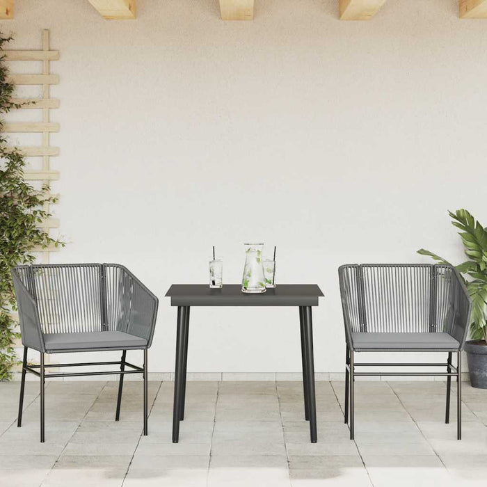Set da Pranzo da Giardino 3 pz con Cuscini in Polyrattan Vetro 3334527
