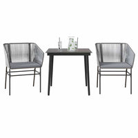 Set da Pranzo da Giardino 3 pz con Cuscini in Polyrattan Vetro 3334527