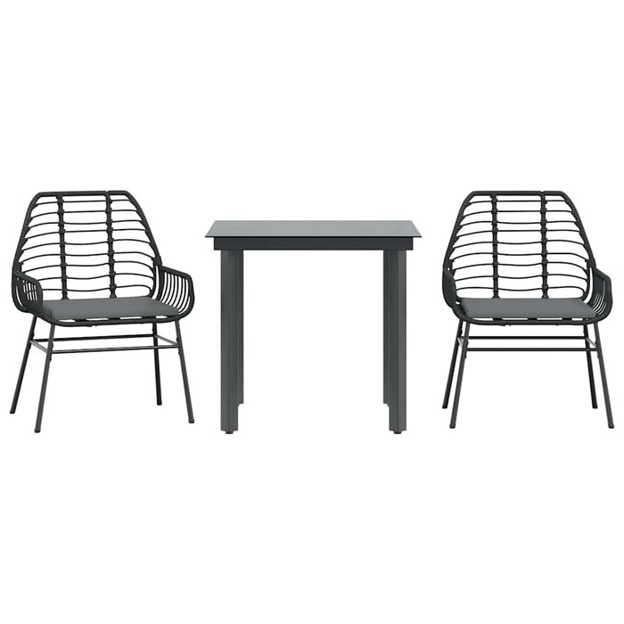Set da Pranzo da Giardino 3 pz con Cuscini Polyrattan Vetro 3334548