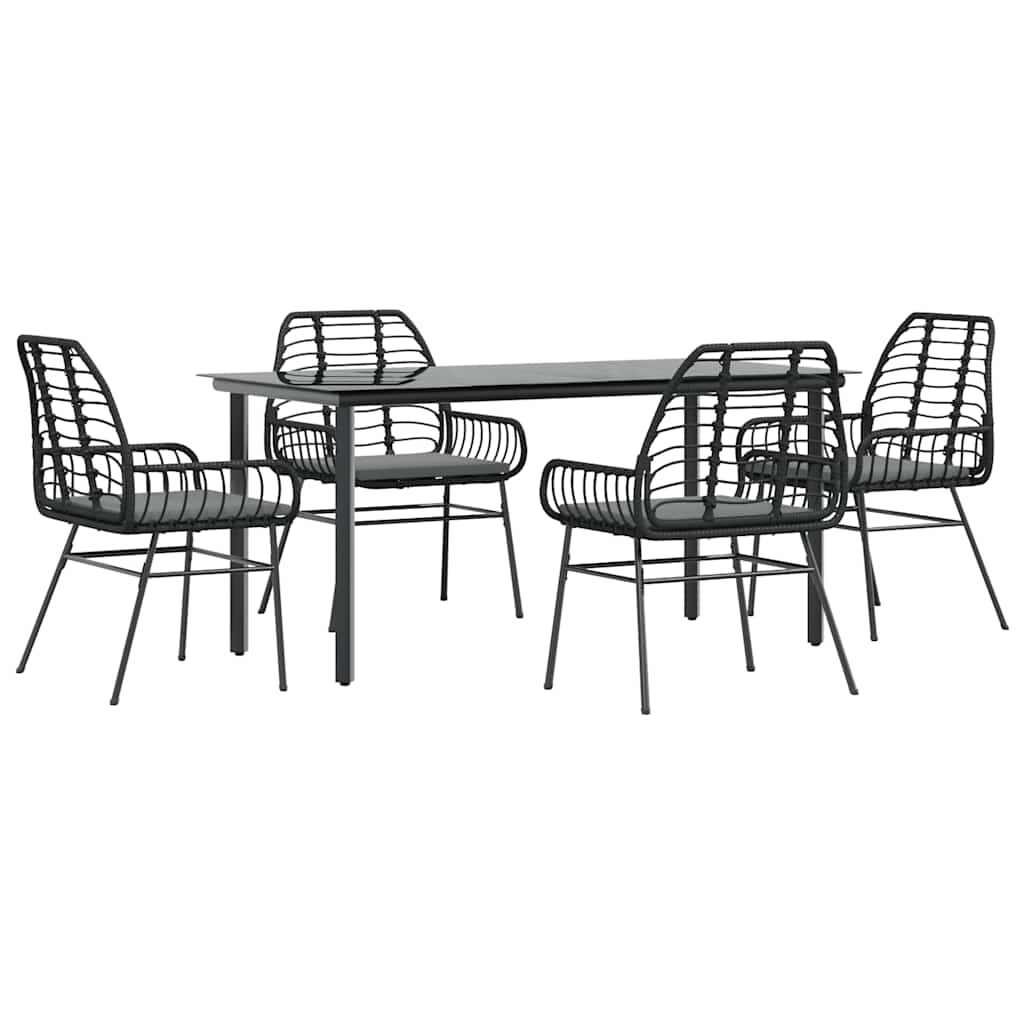 Set da Pranzo da Giardino con Cuscini 5 pz Polyrattan Vetro 3334551