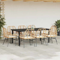 Set da Pranzo da Giardino 9 pz con Cuscini Polyrattan Vetro 3334561