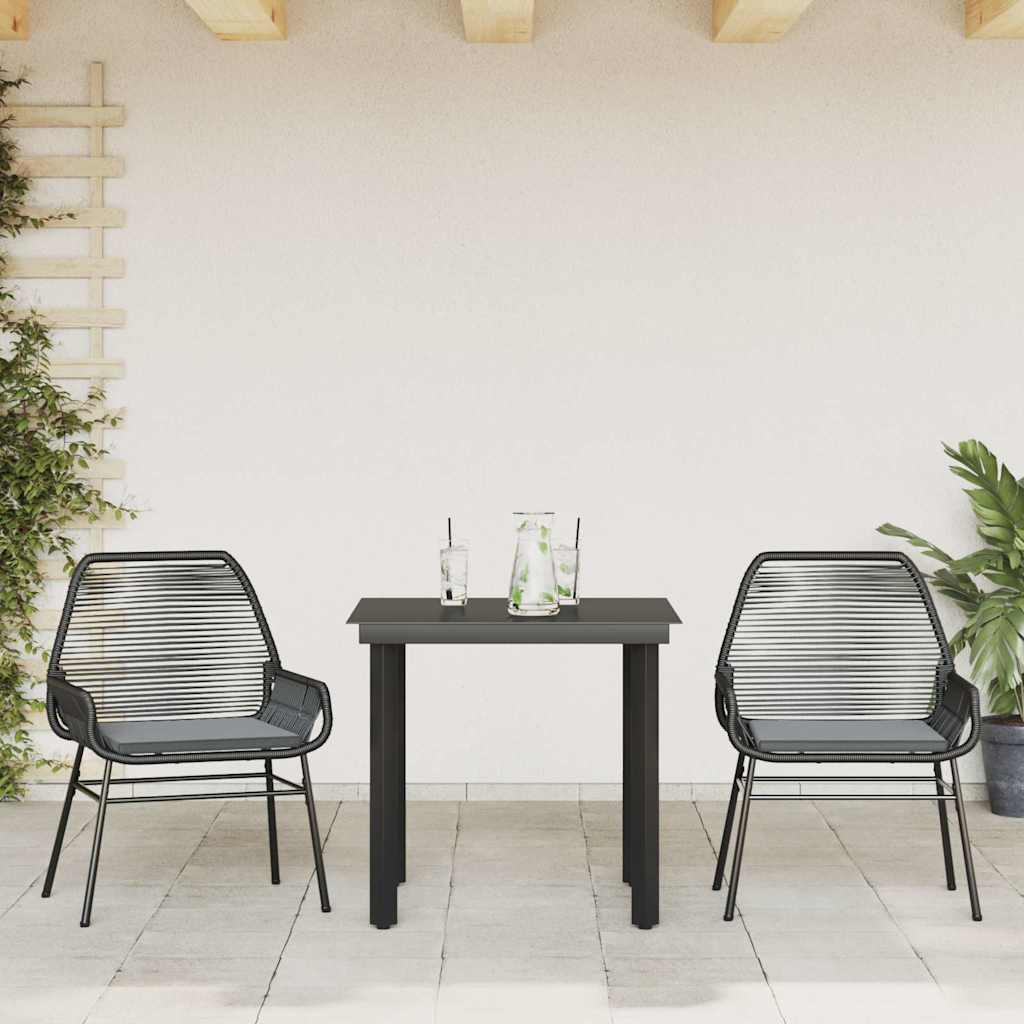Set da Pranzo da Giardino 3 pz con Cuscini Polyrattan Vetro 3334562