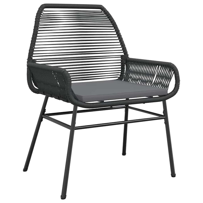 Set Pranzo da Giardino 7 pz Nero con Cuscini Polyrattan Vetro 3334567