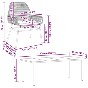 Set Pranzo da Giardino 7 pz Nero con Cuscini Polyrattan Vetro 3334567