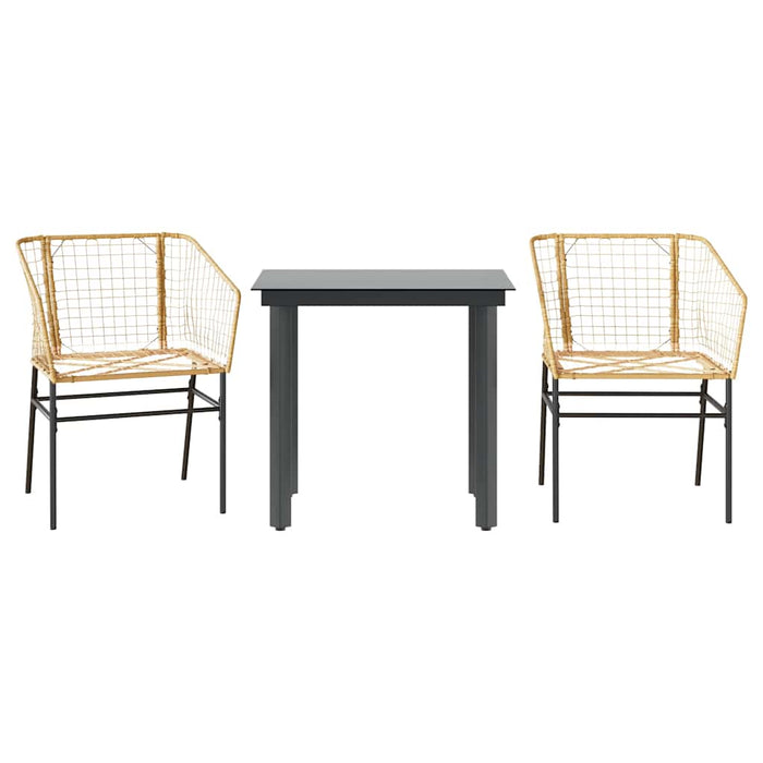 Set da Pranzo da Giardino 3 pz Marrone in Polyrattan Vetro 3334590