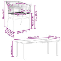 Set Pranzo da Giardino 7pz Marrone Polyrattan Vetro 3334595