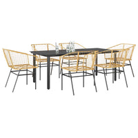 Set Pranzo da Giardino 7pz Marrone Polyrattan Vetro 3334595