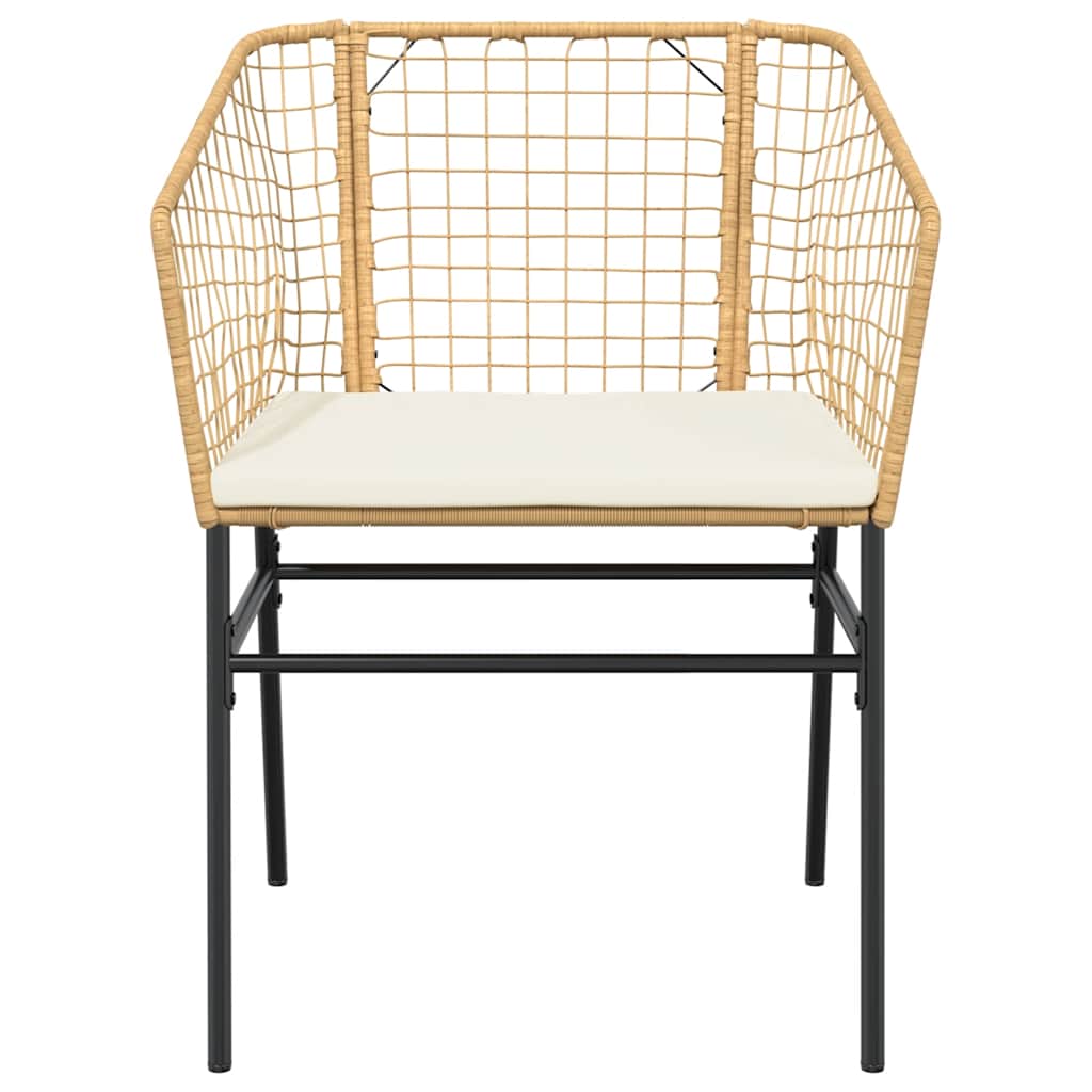 Set Pranzo da Giardino 7pz con Cuscini Marrone Polyrattan Vetro 3334608