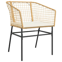 Set Pranzo da Giardino 7pz con Cuscini Marrone Polyrattan Vetro 3334609
