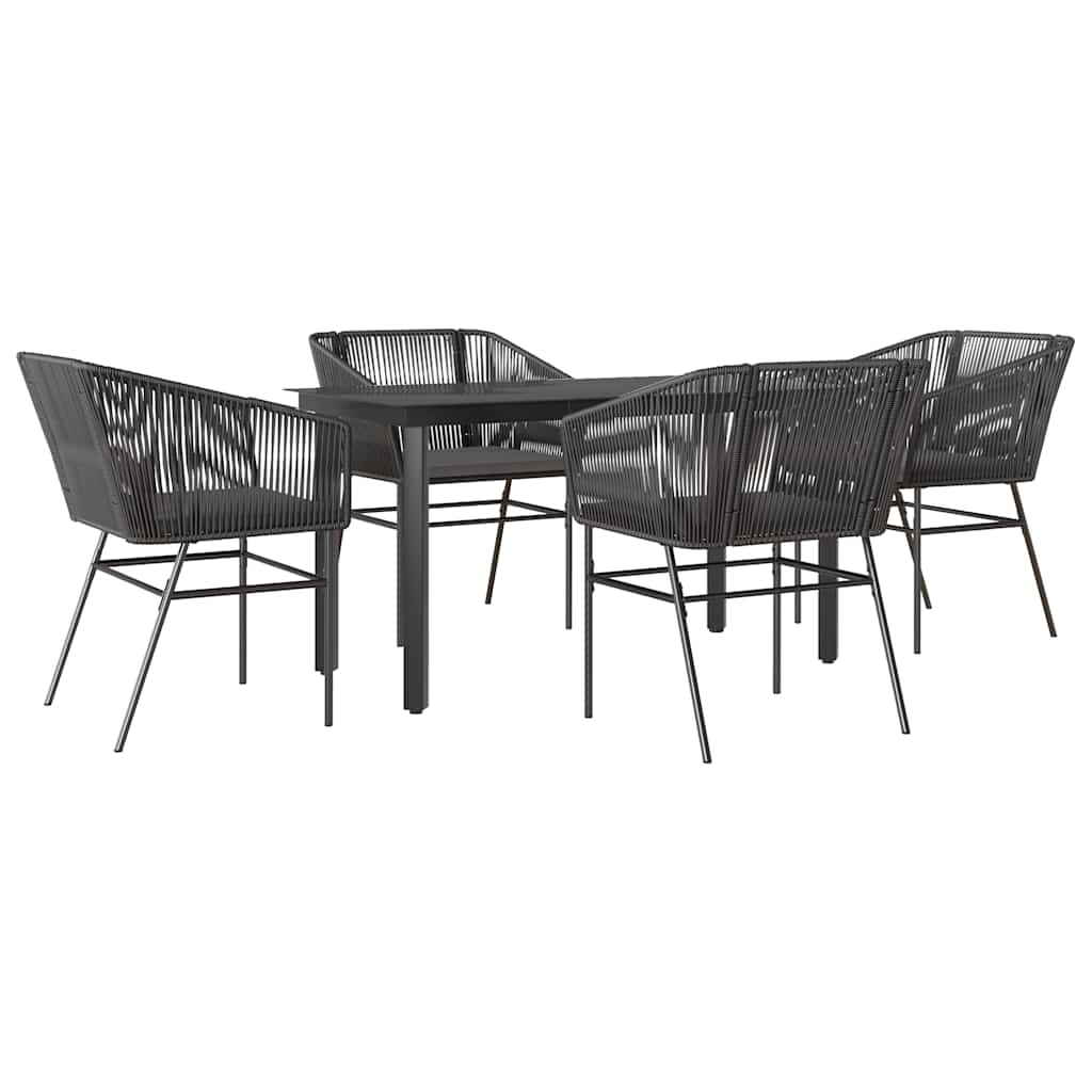 Set da Pranzo da Giardino con Cuscini 5 pz Polyrattan Vetro 3334613