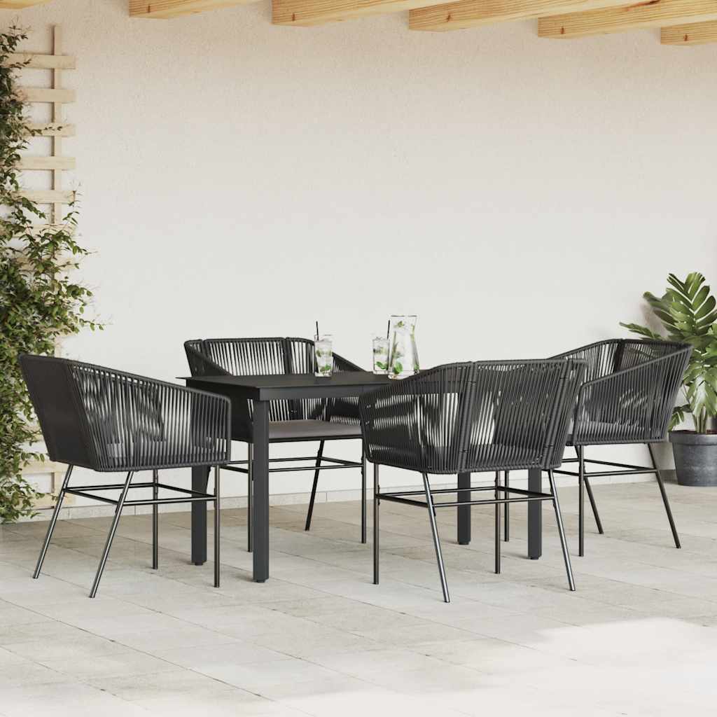 Set da Pranzo da Giardino con Cuscini 5 pz Polyrattan Vetro 3334613