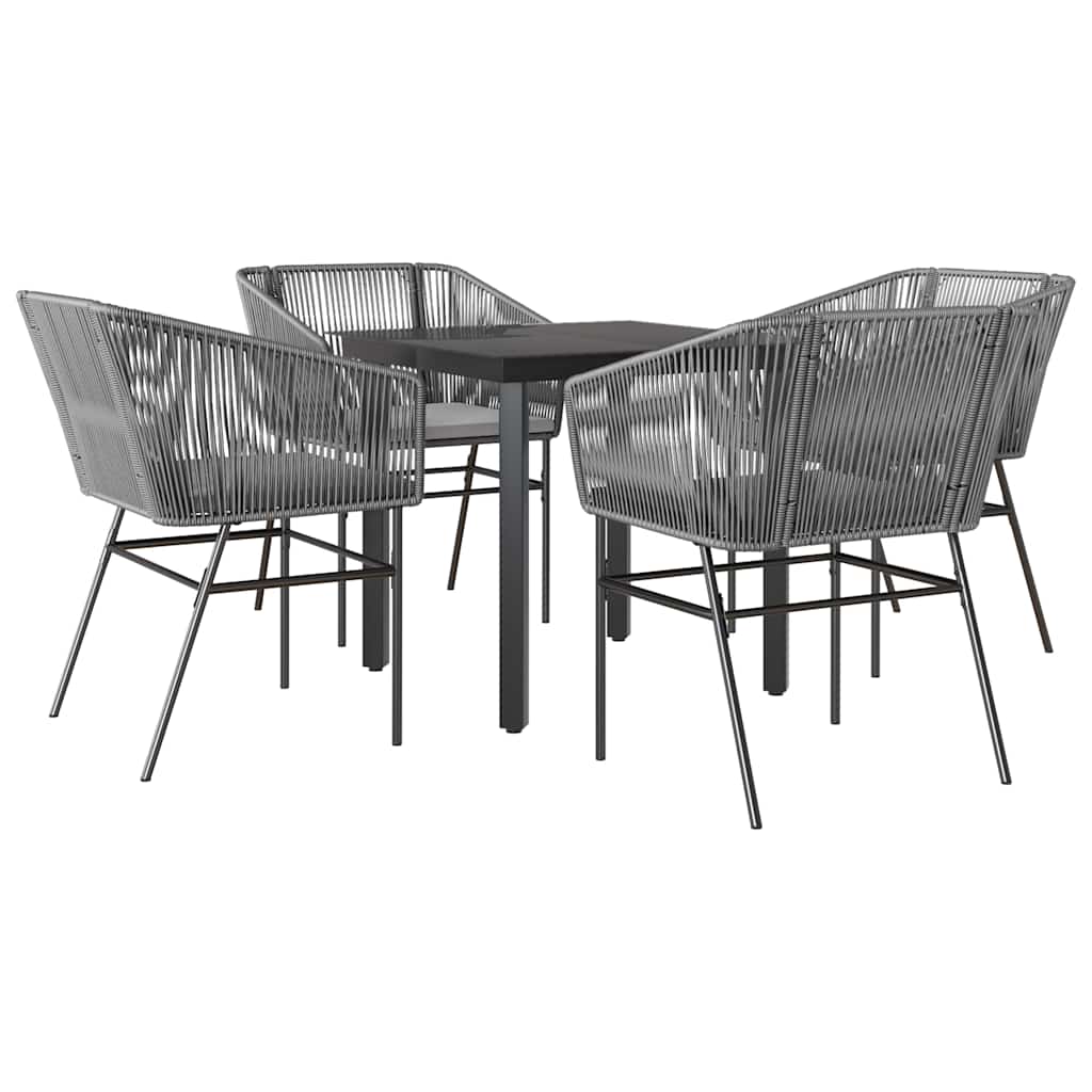 Set da Pranzo da Giardino 5 pz con Cuscini Polyrattan Vetro 3334626
