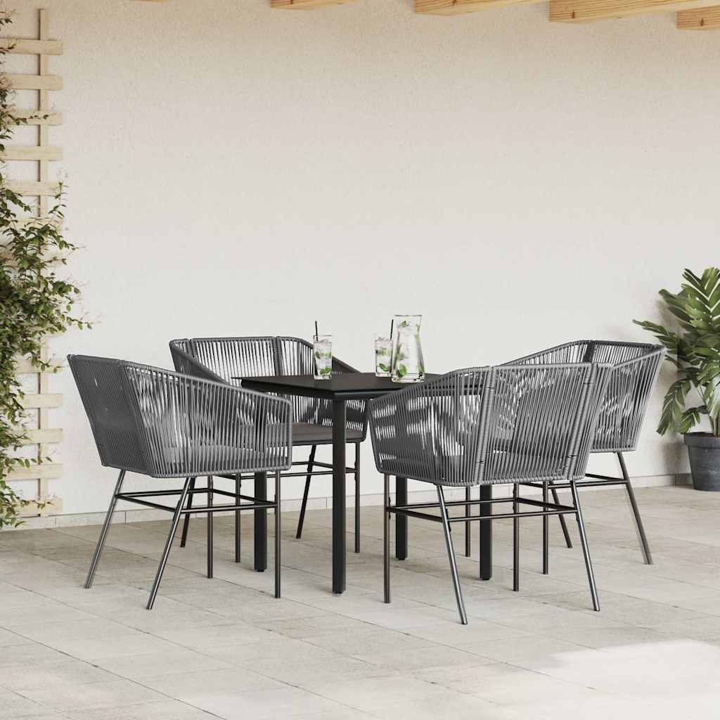 Set da Pranzo da Giardino 5 pz con Cuscini Polyrattan Vetro 3334626
