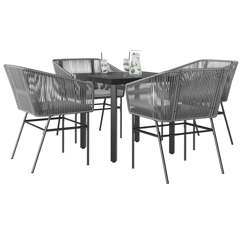Set da Pranzo da Giardino 5 pz con Cuscini Polyrattan Vetro 3334626