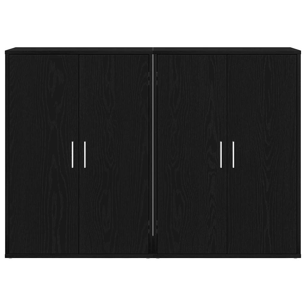 Credenza 2 pz-Set di 2 Buffet-Armadio da cucina Rovere Nero 60 x 31 x 84 cm Legno multistrato 874549
