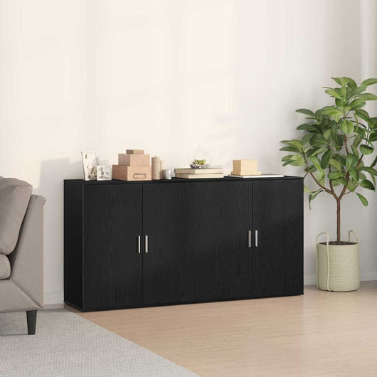 Credenza 2 pz-Set di 2 Buffet-Armadio da cucina Rovere Nero 79 x 38 x 80 cm Legno multistrato