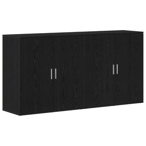 Credenza 2 pz-Set di 2 Buffet-Armadio da cucina Rovere Nero 79 x 38 x 80 cm Legno multistrato