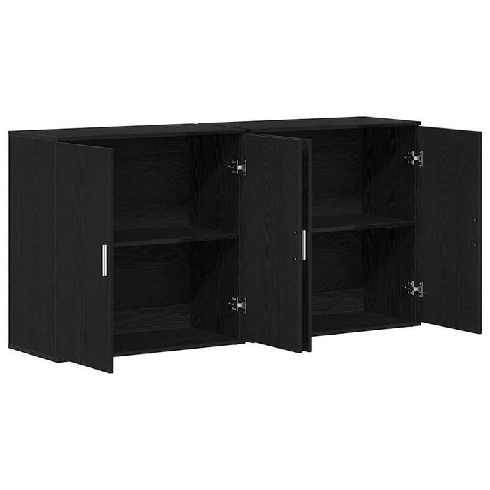 Credenza 2 pz-Set di 2 Buffet-Armadio da cucina Rovere Nero 79 x 38 x 80 cm Legno multistrato