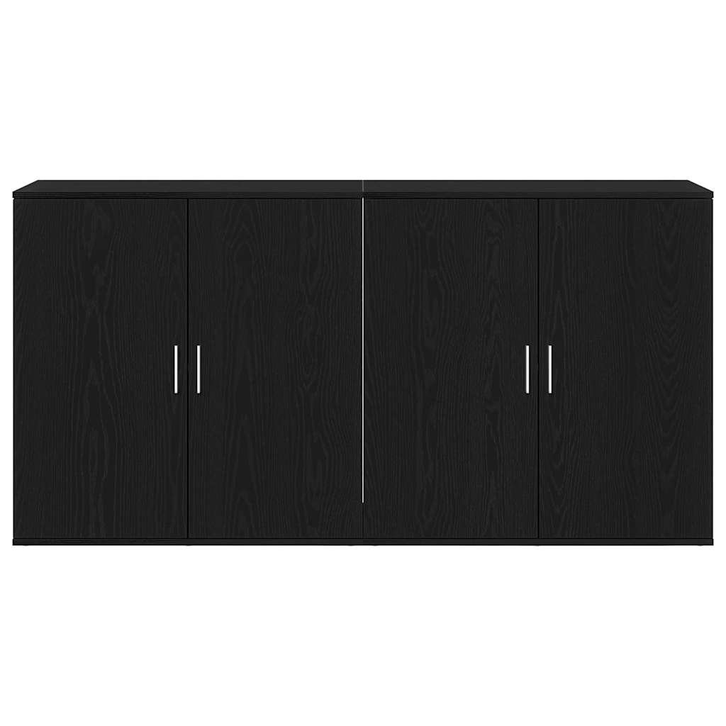 Credenza 2 pz-Set di 2 Buffet-Armadio da cucina Rovere Nero 79 x 38 x 80 cm Legno multistrato