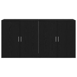 Credenza 2 pz-Set di 2 Buffet-Armadio da cucina Rovere Nero 79 x 38 x 80 cm Legno multistrato