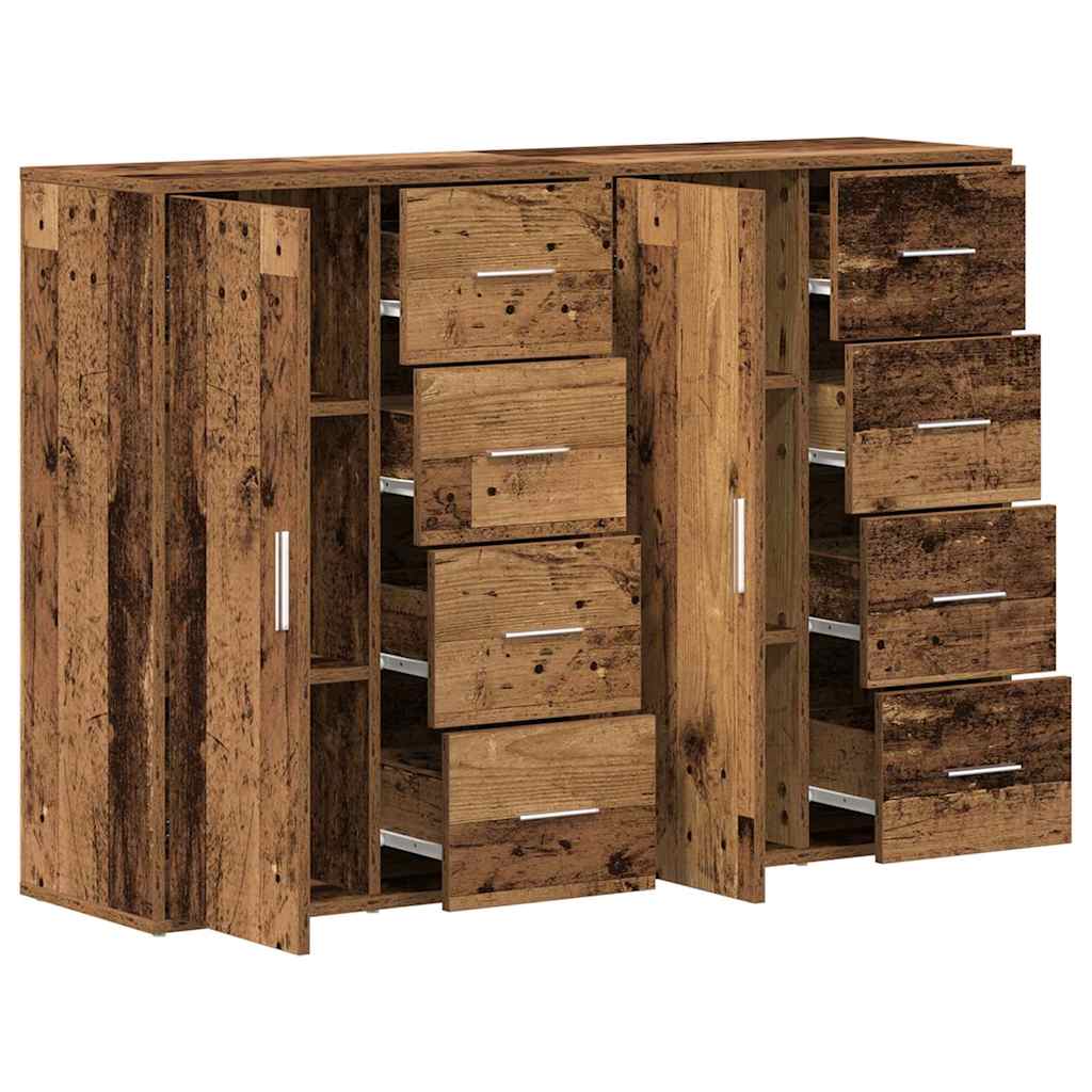 Credenza 2 pz-Set di 2 Buffet-Armadio da cucina Legno vecchio 60 x 31 x 84 cm Legno multistrato 554965