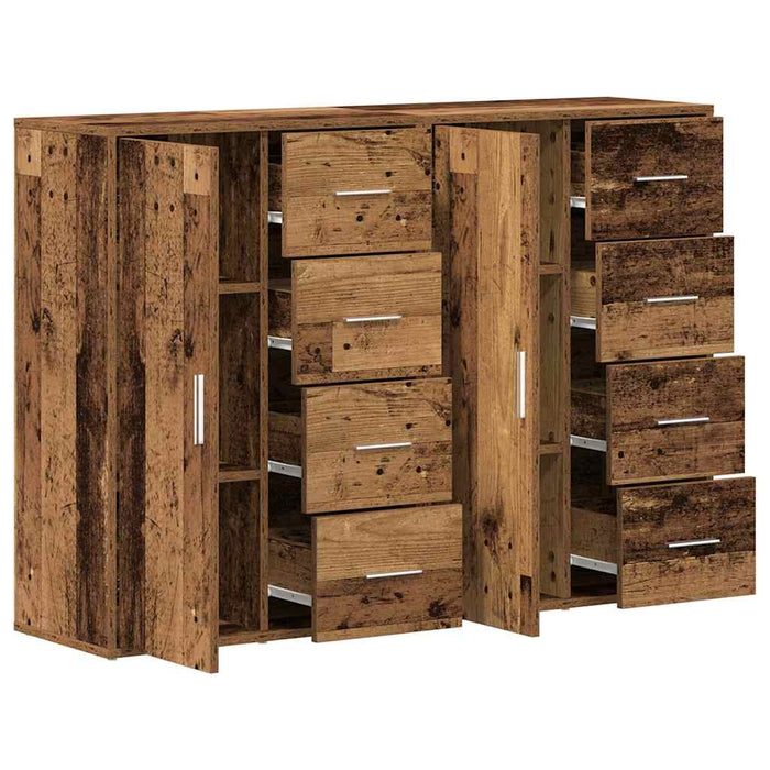 Credenza 2 pz-Set di 2 Buffet-Armadio da cucina Legno vecchio 60 x 31 x 84 cm Legno multistrato 554965