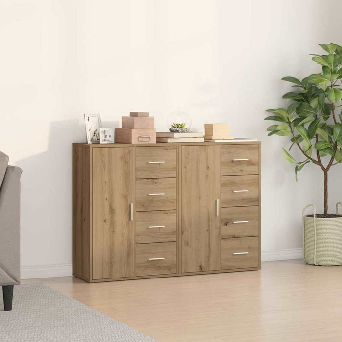 Credenza con cassetto 2 pz-Set di 2 Buffet-Armadio da cucina Rovere artigianale 60 x 31 x 84 cm