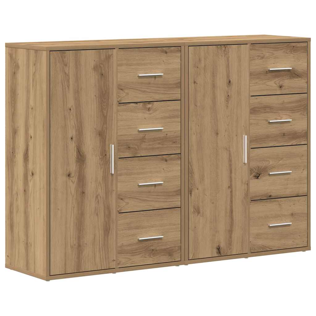 Credenza con cassetto 2 pz-Set di 2 Buffet-Armadio da cucina Rovere artigianale 60 x 31 x 84 cm