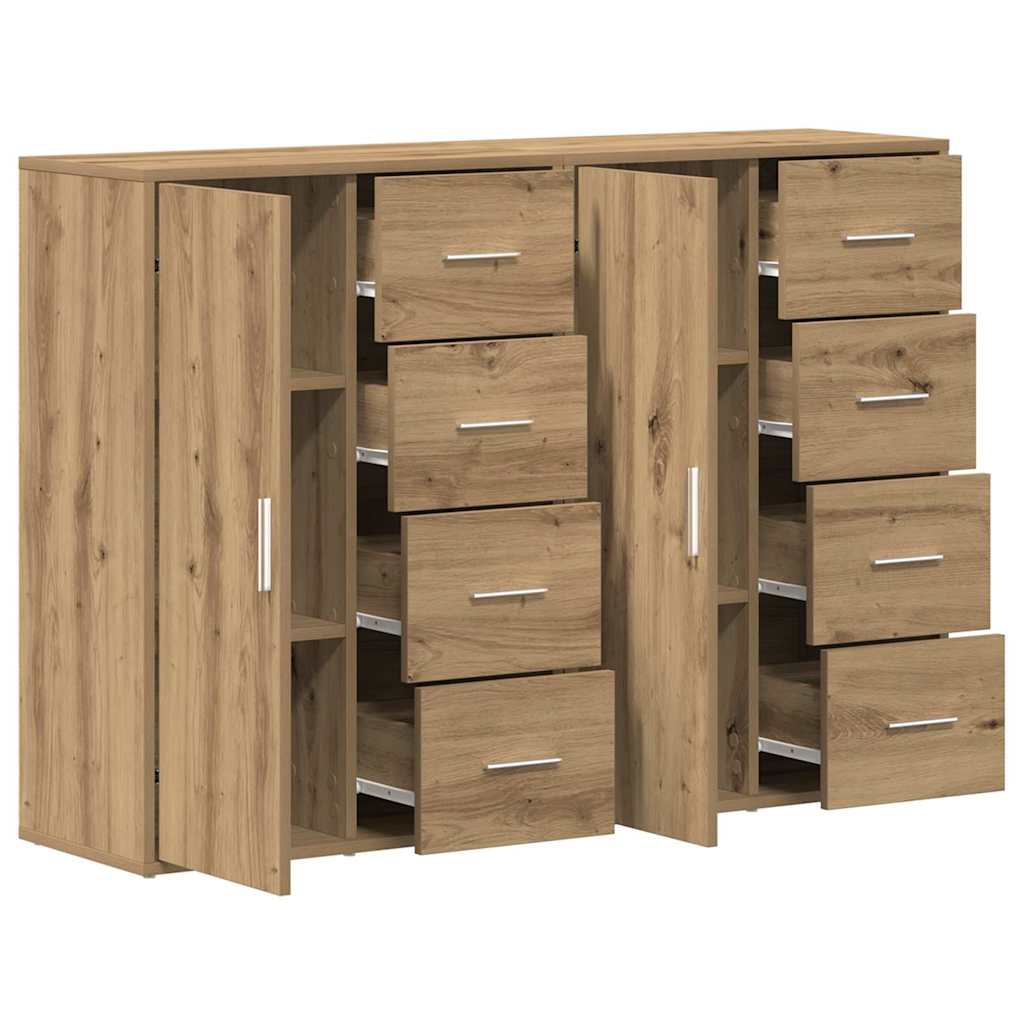 Credenza con cassetto 2 pz-Set di 2 Buffet-Armadio da cucina Rovere artigianale 60 x 31 x 84 cm