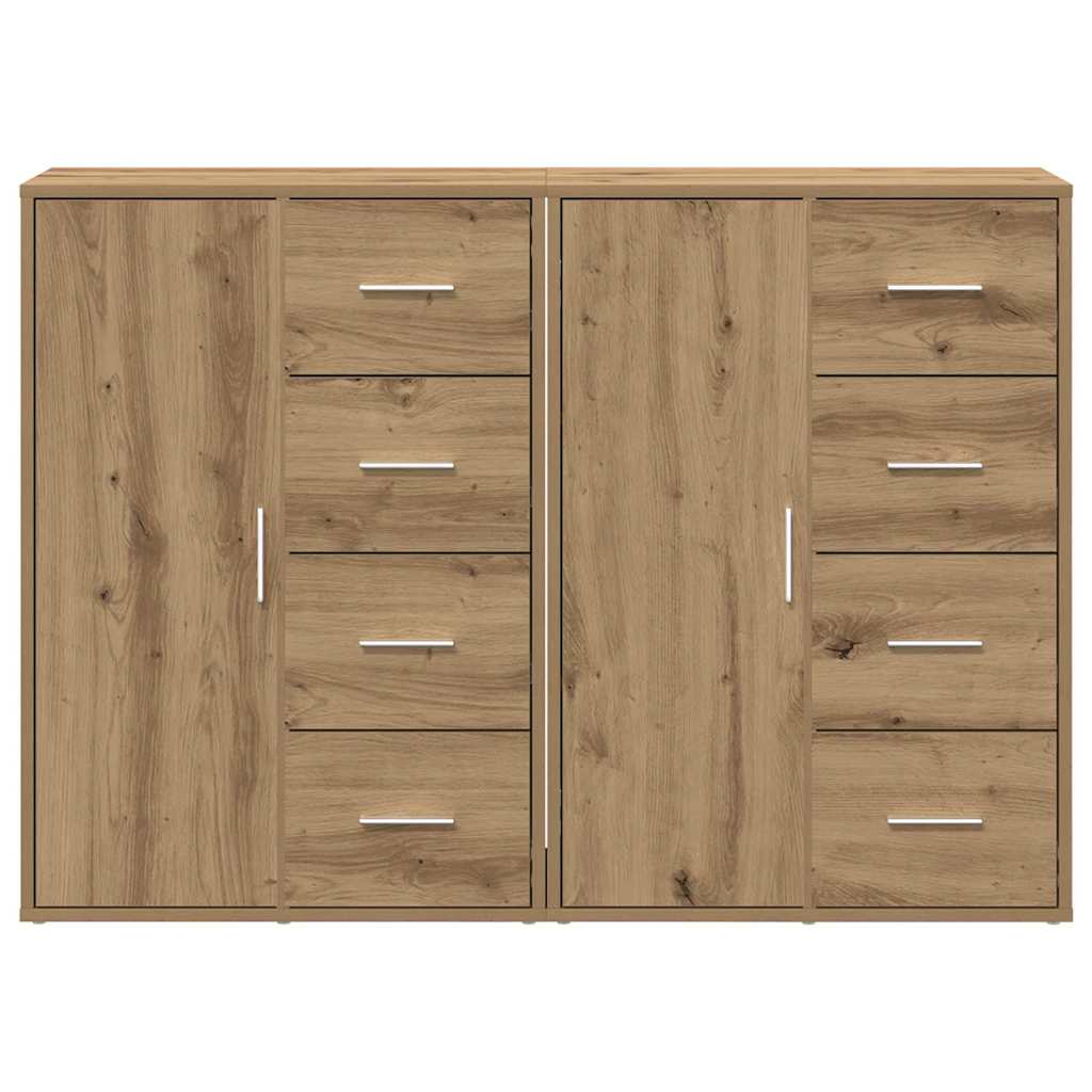 Credenza con cassetto 2 pz-Set di 2 Buffet-Armadio da cucina Rovere artigianale 60 x 31 x 84 cm