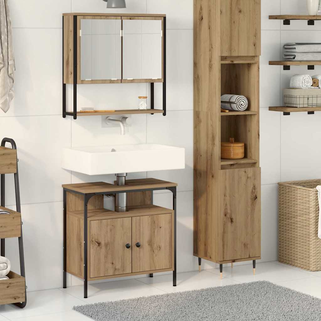 Set di mobili da bagno a 2 pezzi in legno ingegnerizzato rovere artisan 3334320