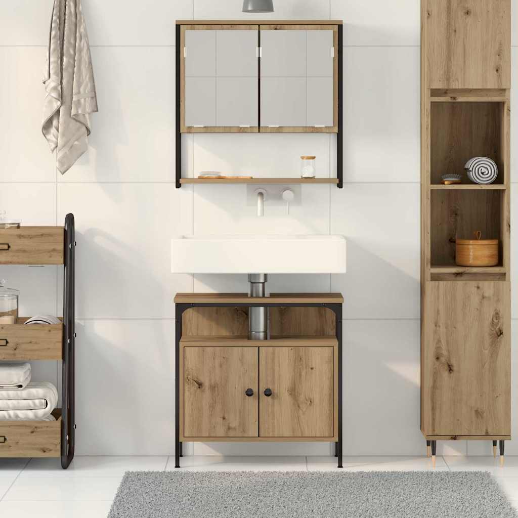 Set di mobili da bagno a 2 pezzi in legno ingegnerizzato rovere artisan 3334320