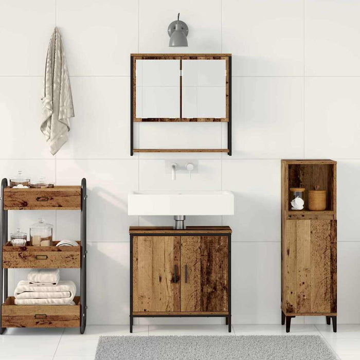 Set di mobili da bagno 2 pezzi in legno vecchio e legno ingegnerizzato 3334322