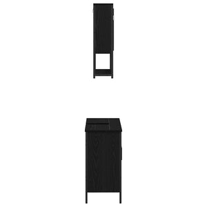 Set di Mobili per Bagno 2 Pezzi in Legno Ingegnerizzato Nero Rovere 3334324