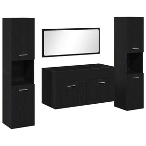 Set di Mobili per il Bagno 4 pcs Rovere Nero 41 x 38.5 x 46 cm 3334325