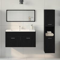 Set di mobili per bagno  3 pezzi rovere nero legno ingegnerizzato 3334326