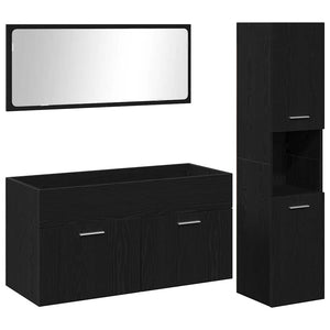 Set di mobili per bagno  3 pezzi rovere nero legno ingegnerizzato 3334326