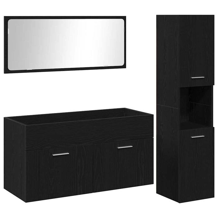 Set di mobili per bagno  3 pezzi rovere nero legno ingegnerizzato 3334326