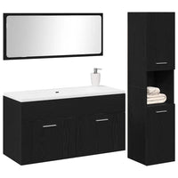 Set di mobili per bagno  3 pezzi rovere nero legno ingegnerizzato 3334326
