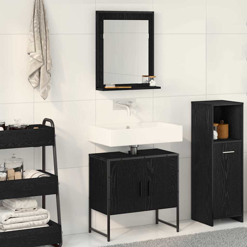 Set di mobili per il bagno con porta 2 pcs Nero 60 x 33 x 60 cm 3334329