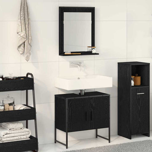 Set di mobili per il bagno con porta 2 pcs Nero 60 x 33 x 60 cm 3334329