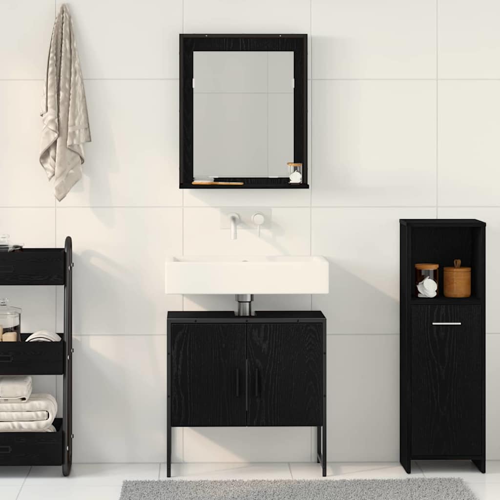 Set di mobili per il bagno con porta 2 pcs Nero 60 x 33 x 60 cm 3334329