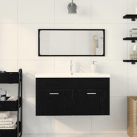Set di Mobili da Bagno con porta 3 pcs Rovere Nero 90x38.5x46cm 3334330