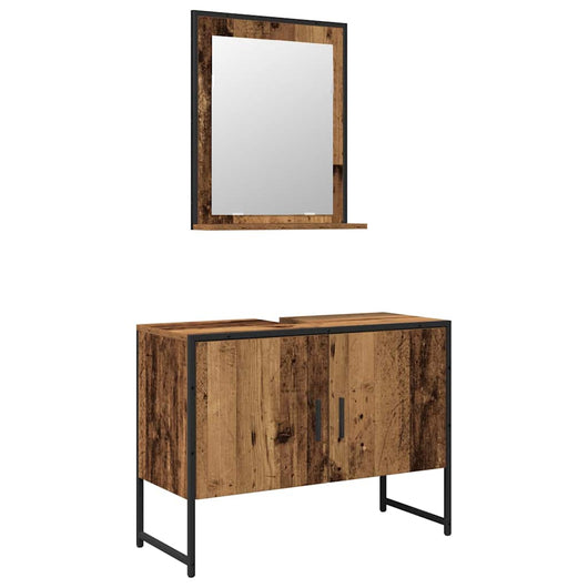 Set di mobili da bagno 2 pezzi in legno vecchio e legno ingegnerizzato 3334331