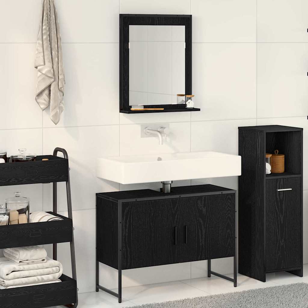 Set di mobili per il bagno con porta 2 pcs Nero 80 x 33 x 60 cm 3334333