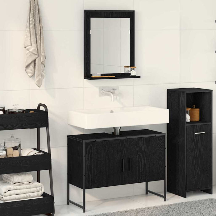 Set di mobili per il bagno con porta 2 pcs Nero 80 x 33 x 60 cm 3334333