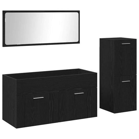 Set di Mobili da Bagno 3 pcs Rovere Nero 90 x 38.5 x 46 cm 3334334