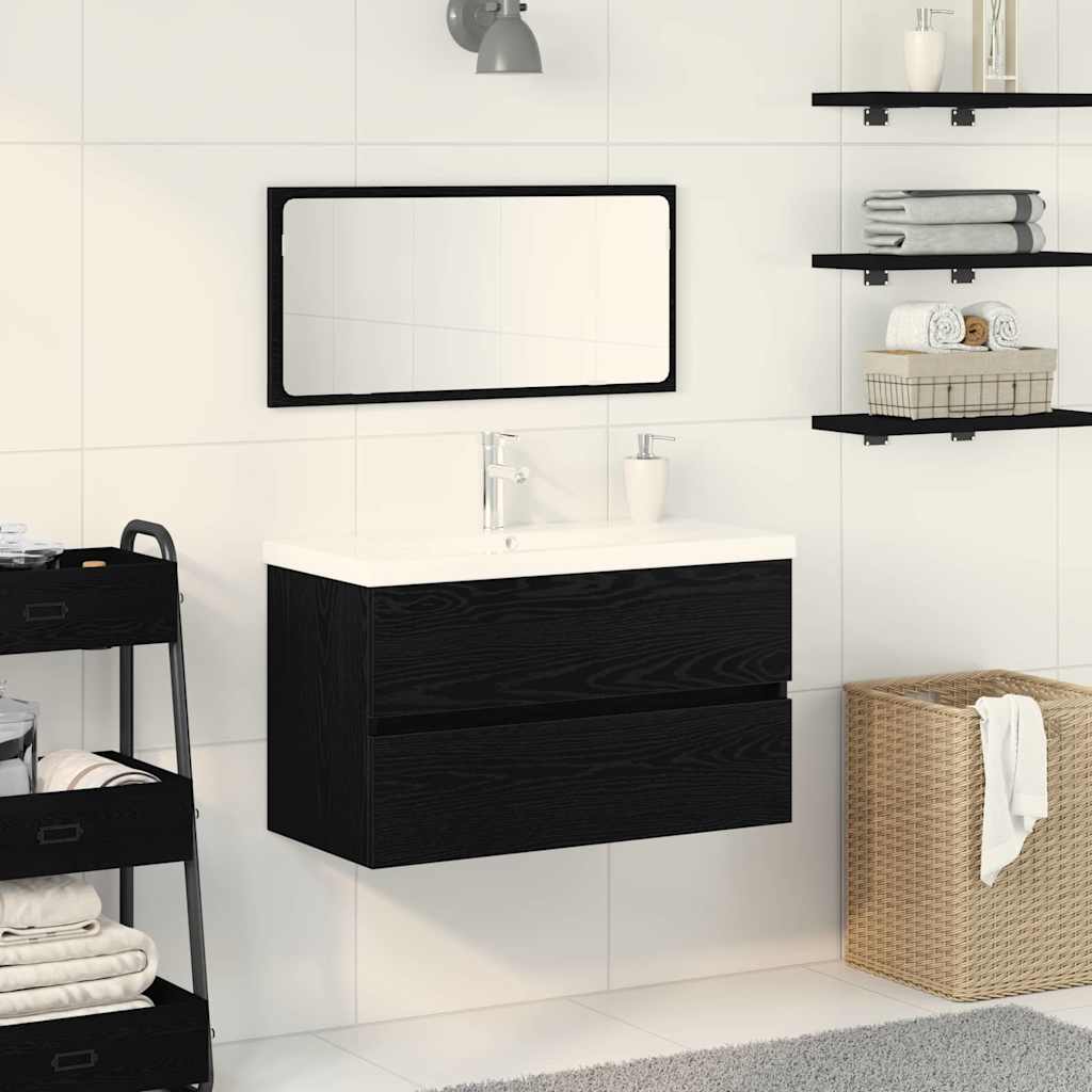Set di mobili per il bagno 3 pcs Rovere nero 80 x 38.5 x 45 cm 3334335