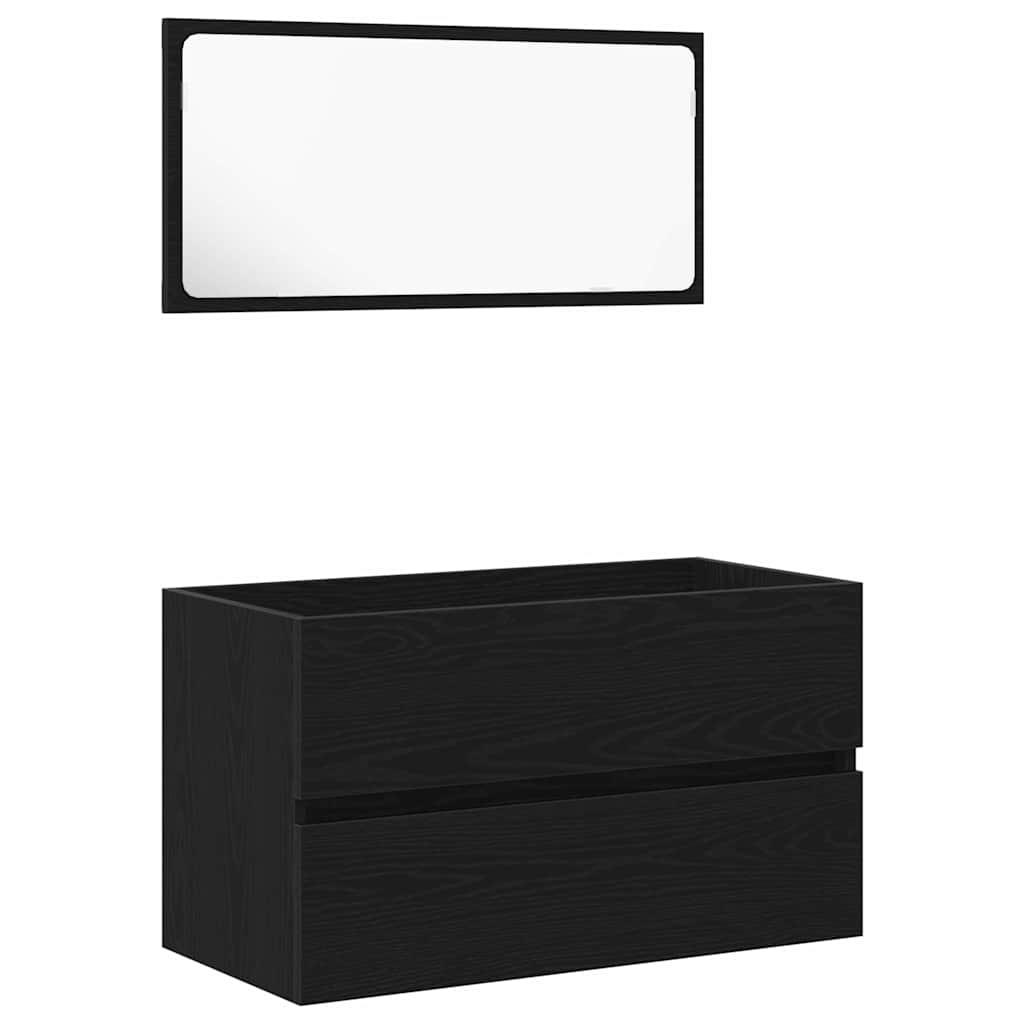 Set di mobili per il bagno 3 pcs Rovere nero 80 x 38.5 x 45 cm 3334335
