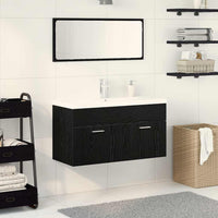 Set di Mobili per Bagno 3 Pezzi  Rovere Nero Legno Ingegnerizzato 3334339